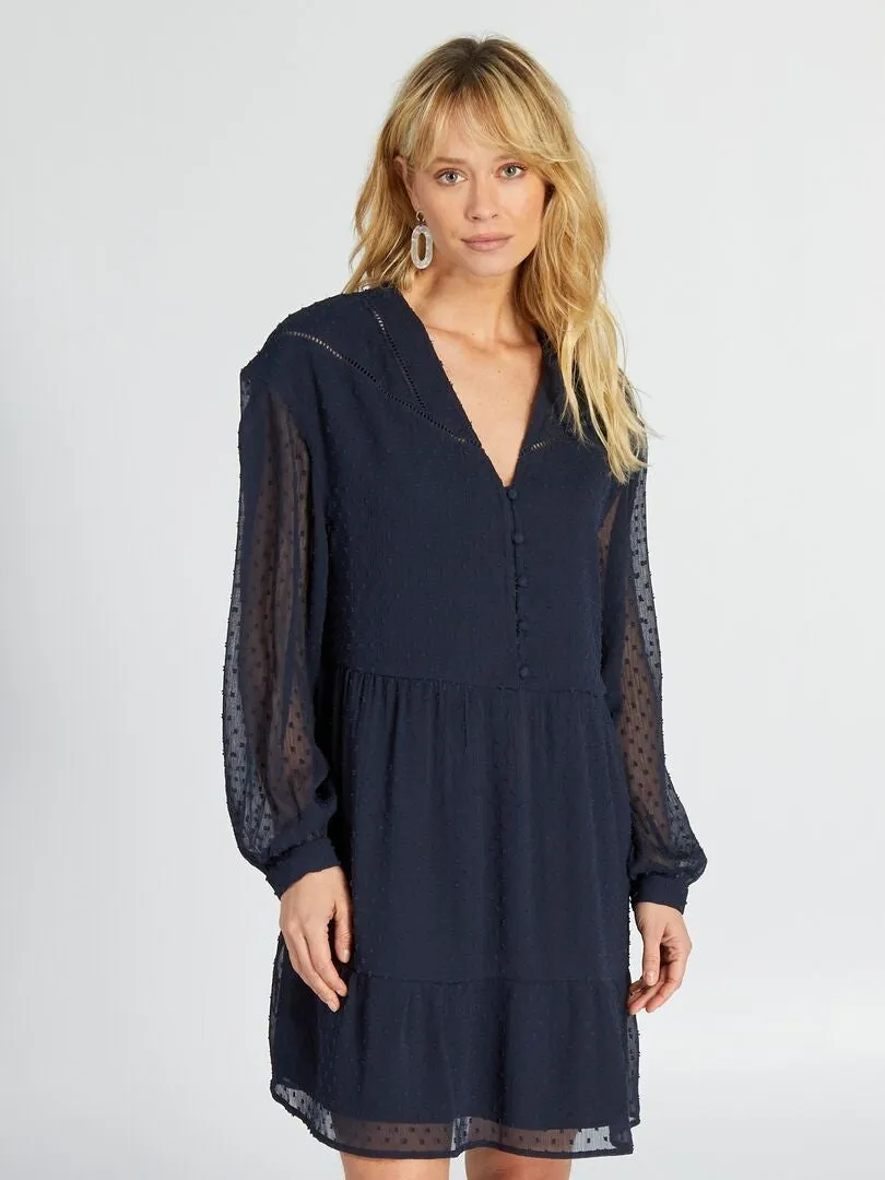 VESTIDO DE GASA DE 'PLUMETI'  AZUL