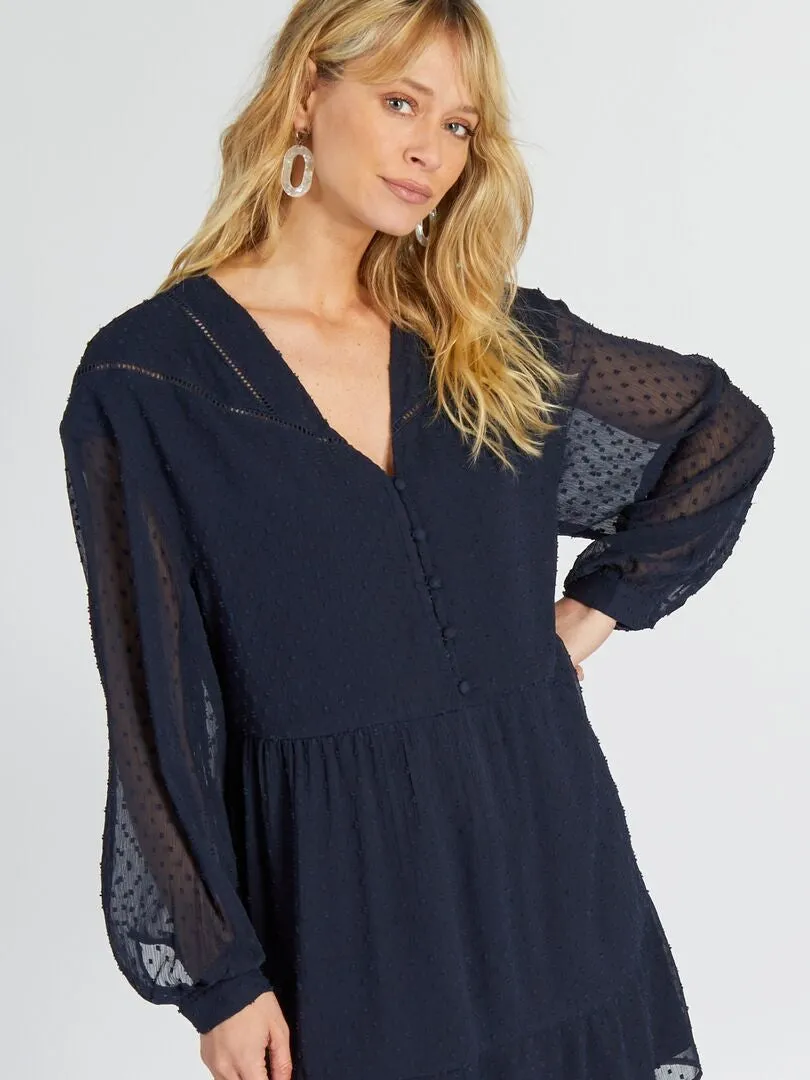 VESTIDO DE GASA DE 'PLUMETI'  AZUL