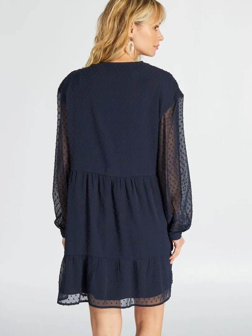 VESTIDO DE GASA DE 'PLUMETI'  AZUL
