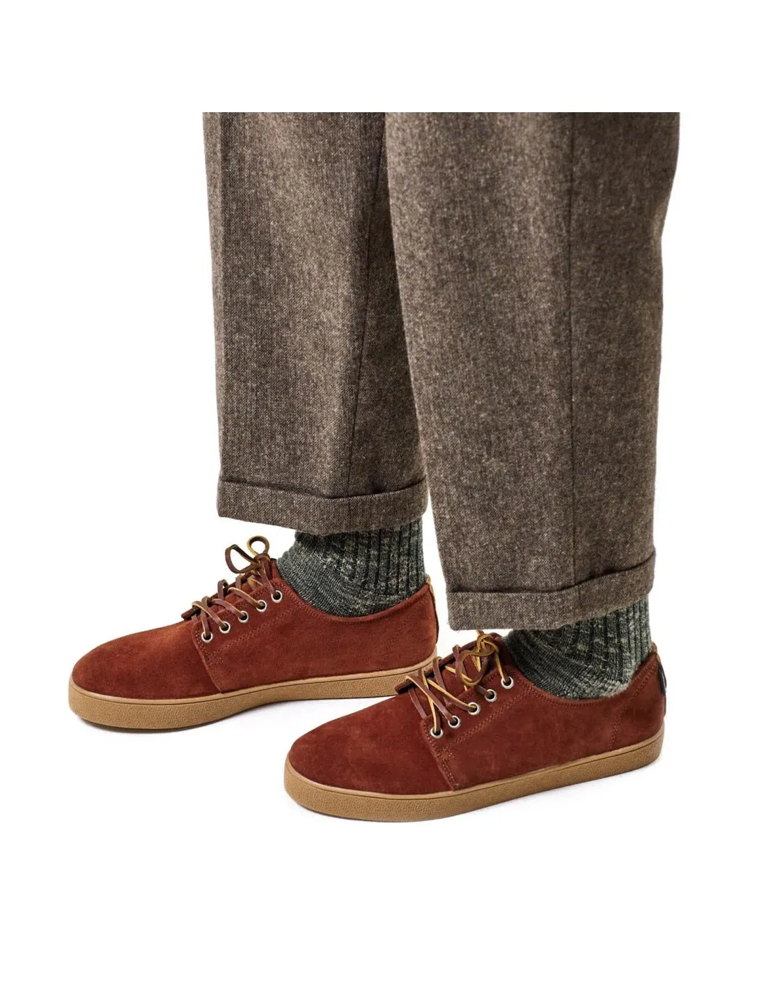 Zapatilla piel serraje cordones piel rojo Pompeii