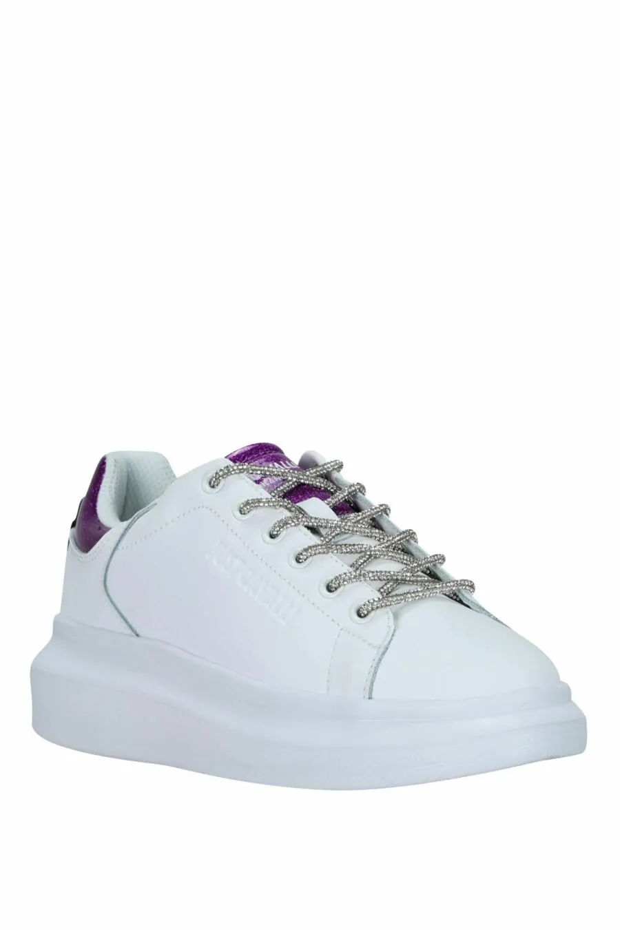 Zapatillas blancas con detalle plateado con purpurina y logo