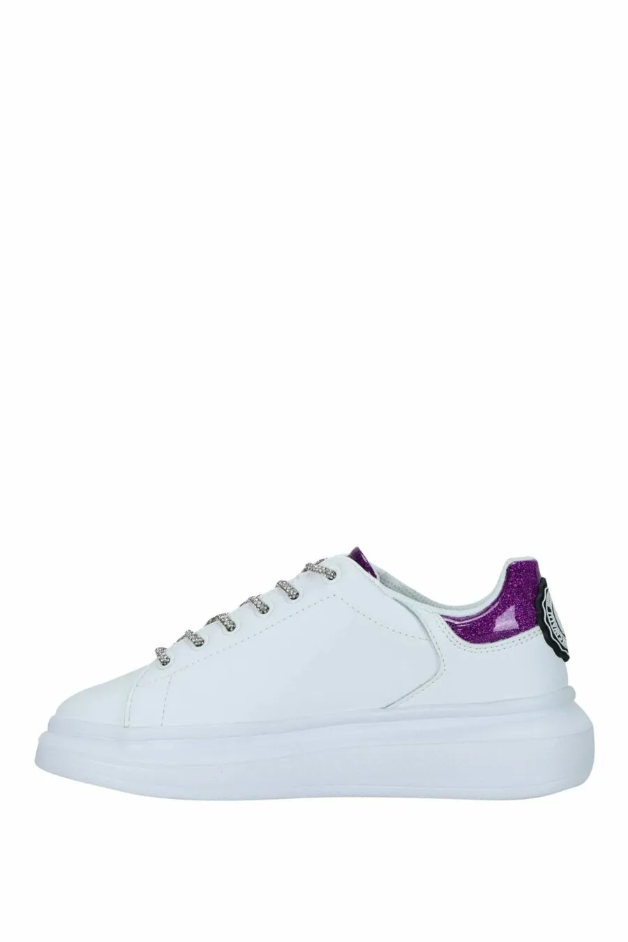 Zapatillas blancas con detalle plateado con purpurina y logo