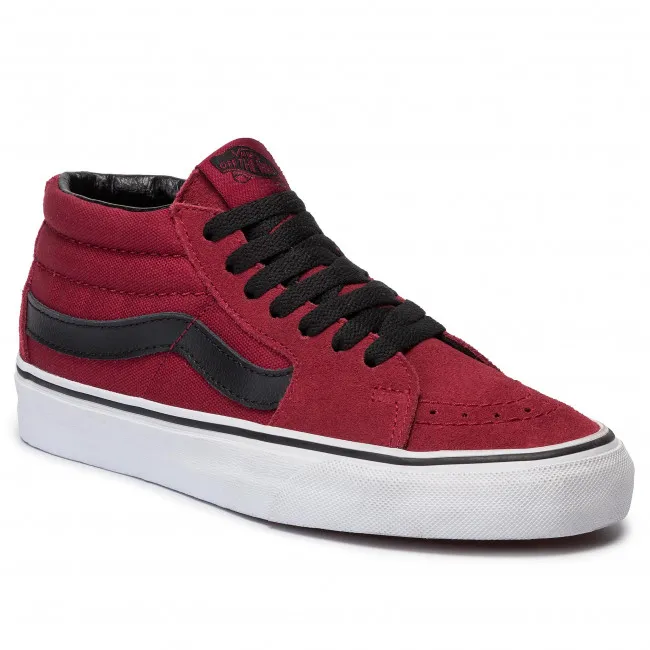 ZAPATILLAS MEDIA CAñA VANS SKATE NúMERO UNO DEL MUNDO UNISEX SK8MID BIKING RED/TRUE BLACK REF. VN0A3WM31K41 BáSICA GRANATE CON 