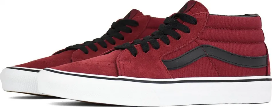 ZAPATILLAS MEDIA CAñA VANS SKATE NúMERO UNO DEL MUNDO UNISEX SK8MID BIKING RED/TRUE BLACK REF. VN0A3WM31K41 BáSICA GRANATE CON 