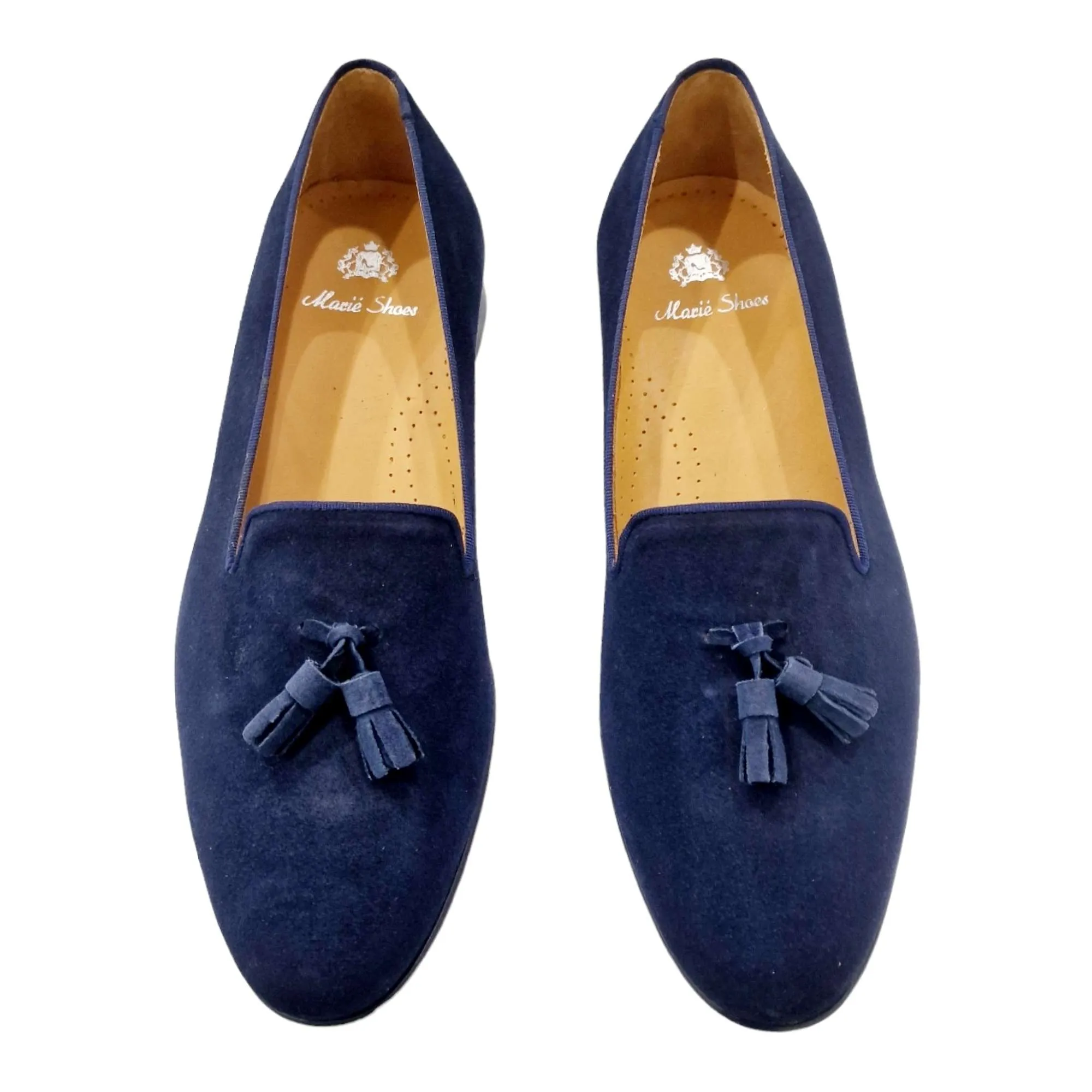 ZAPATO VESTIR HOMBRE MOCASÍN ANTE BORLAS MARINO