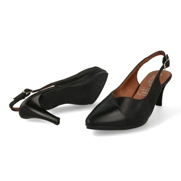 ZAPATOS DESTALONADOS MUJER COMODOS MOD. CHAMOY NEGRO