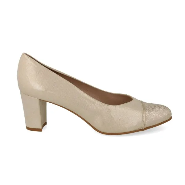 ZAPATOS TACON COMODOS MUJER MOD. URSULA DORADO